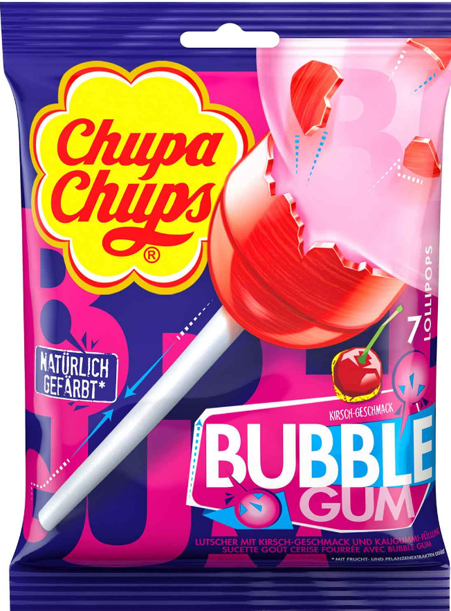 CHUPA CHUPS BUBBLE GUM KIRSCHE 7ER